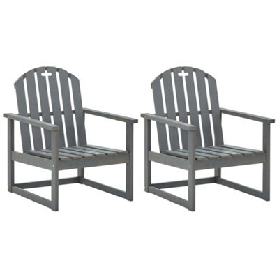 Walplus Outdoor Garden Sofa Chairs 2 Pcs Grey Solid Acacia Wood - 60 X 63 X 79 Cm (W X D X H) - image 1