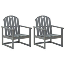 Walplus Outdoor Garden Sofa Chairs 2 Pcs Grey Solid Acacia Wood - 60 X 63 X 79 Cm (W X D X H) - thumbnail 1