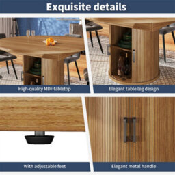 Abrihome Extendable Round Dining Table In Walnut/black, Adapts From Round To Oval For 6 People, 118-158 Cm - thumbnail 2