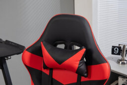 Home Treats Gaming Chair Leather With Footrest, Computer Chair With Massage Added Lumbar Support - Black & Red - thumbnail 6