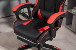 Home Treats Gaming Chair Leather With Footrest, Computer Chair With Massage Added Lumbar Support - Black & Red - thumbnail 9