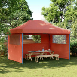 Walplus Foldable Party Tent Garden Gazebo Canopy Pop-Up With 3 Sidewalls Terracotta - thumbnail 1