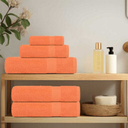 Berkfield Bath Towels 10 Pcs Orange 100X150 Cm 360 Gsm 100% Cotton - thumbnail 3