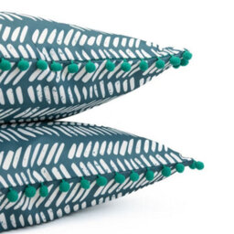 Gardenwize Pair Of Outdoor Garden Sofa Chair Furniture Scatter Cushions- Teal Fern - thumbnail 3