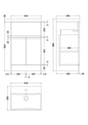 Hudson Reed Urban Satin Blue Floor Standing 2 Door 1 Drawer Vanity Unit And Basin With Silent Close, 860 X 510 X 395 - thumbnail 6