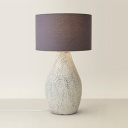 Valuelights Colin Grey Drum Shade Grey Speckled Hand Finished Ceramic Table Lamp With Bulb - thumbnail 2