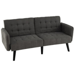 Costway 164 Cm Convertible Futon Sofa Bed Couch Loveseat W/ Backrests Grey - thumbnail 1