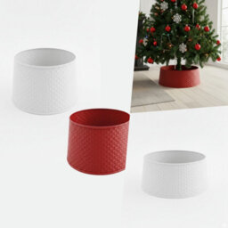 Pegdev - Pdl Rattan Style Christmas Tree Skirt Decorative Base Cover Hide Tree Stand White Foldable Reusable Festive Decoration - thumbnail 4