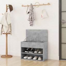 Berkfield Shoe Bench Concrete Grey 60X30X45 Cm Engineered Wood - thumbnail 3