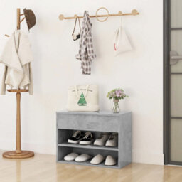 Berkfield Shoe Bench Concrete Grey 60X30X45 Cm Engineered Wood