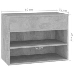 Berkfield Shoe Bench Concrete Grey 60X30X45 Cm Engineered Wood - thumbnail 8