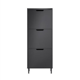 Sobuy Fsr151-H-Sch, Narrow Shoe Rack With 3 Flip Drawers Slim Wooden Shoe Storage Cupboard,black,w50.3Xd19Xh129