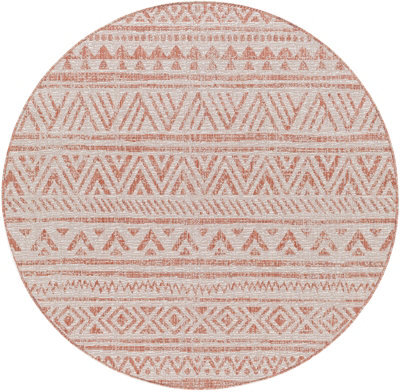 Livabliss Round Eagean-Global Pink Ivory Brown In- & Outdoor Rug 160 X 160 Cm Easy Care, Non Shedding - image 1
