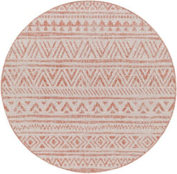Livabliss Round Eagean-Global Pink Ivory Brown In- & Outdoor Rug 160 X 160 Cm Easy Care, Non Shedding