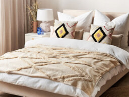 Beliani Blanket Morbi Cotton 130 X 180 Cm Beige - thumbnail 2
