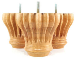 L&F Set Of 4 Replacement Furniture Bun Feet Golden Oak Stain Turned Wooden Legs 110mm High M8 (8mm) - thumbnail 4