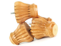 L&F Set Of 4 Replacement Furniture Bun Feet Golden Oak Stain Turned Wooden Legs 110mm High M8 (8mm) - thumbnail 5