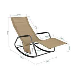 Sobuy Ogs47-Ka, Indoor Outdoor Garden Rocking Sun Lounger Recliner Relaxing Chair With Side Bag,brown,w145Xd57Xh82 - thumbnail 3