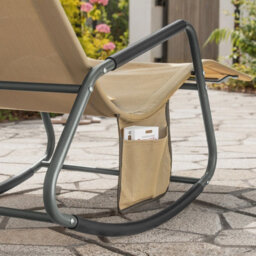 Sobuy Ogs47-Ka, Indoor Outdoor Garden Rocking Sun Lounger Recliner Relaxing Chair With Side Bag,brown,w145Xd57Xh82 - thumbnail 9