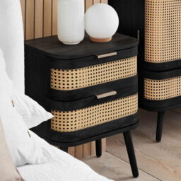 Birlea Pair Of Rattan Bedside Cabinet 2 Drawer Black Sark  Side Table - thumbnail 7