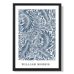 Artze Wall Art Vintage William Morris Larkspur In Navy And White / Black Frame / Size: A4 - thumbnail 2