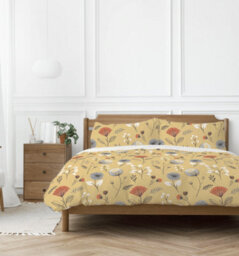 Copenhagen Home Olia Reversible Single Duvet Cover Set With Pillowcases - Ochre