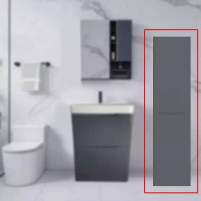 D Pro T Bathrooms 350mm High Gloss Grey Floor Standing Tall Bathroom Smile Storage Unit Soft Close - image 1