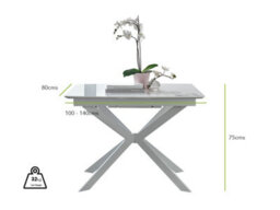 Furniturebox Lira Modern Rectangular White High Gloss Extending Dining Table 100Cm 4 Or 6 Seater With White Metal Starburst Legs - thumbnail 6