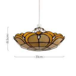 Valuelights Tiffany Jewel Amber Stained Glass Ceiling Lamp Shade And Bulb - thumbnail 4