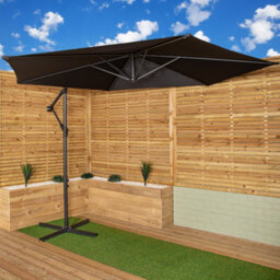 Samuel Alexander 3M Cantilever Parasol In Black With Crank Handle With Uv Protection Outdoor - thumbnail 1