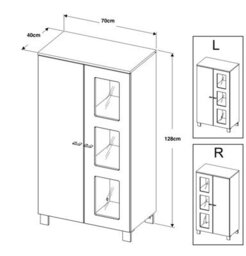 Furneo White Sideboard Cabinet Modern High Gloss &matt Cupboard White Led Lights Mia 02 - thumbnail 3