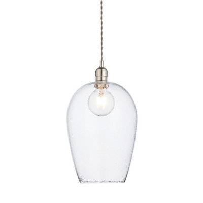 Luminosa Lighting Luminosa Livorno Dome Pendant Ceiling Light Bright Nickel Plate, Clear Hammered Glass - image 1