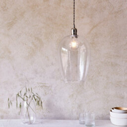 Luminosa Lighting Luminosa Livorno Dome Pendant Ceiling Light Bright Nickel Plate, Clear Hammered Glass - thumbnail 3