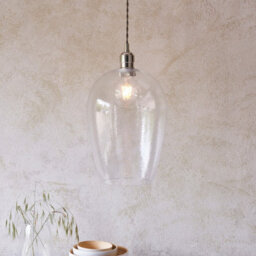 Luminosa Lighting Luminosa Livorno Dome Pendant Ceiling Light Bright Nickel Plate, Clear Hammered Glass - thumbnail 2