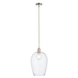 Luminosa Lighting Luminosa Livorno Dome Pendant Ceiling Light Bright Nickel Plate, Clear Hammered Glass - thumbnail 7