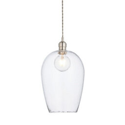 Luminosa Lighting Luminosa Livorno Dome Pendant Ceiling Light Bright Nickel Plate, Clear Hammered Glass - thumbnail 1