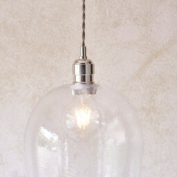 Luminosa Lighting Luminosa Livorno Dome Pendant Ceiling Light Bright Nickel Plate, Clear Hammered Glass - thumbnail 5