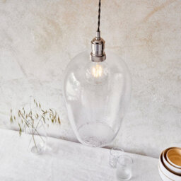 Luminosa Lighting Luminosa Livorno Dome Pendant Ceiling Light Bright Nickel Plate, Clear Hammered Glass - thumbnail 4