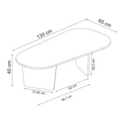 Decortie Ovalis Modern 130Cm Large Oval Coffee Table Scandi Style Natural Oak Living Room Centre Table - thumbnail 2