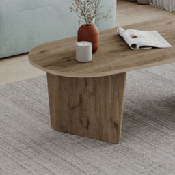 Decortie Ovalis Modern 130Cm Large Oval Coffee Table Scandi Style Natural Oak Living Room Centre Table - thumbnail 4