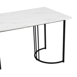 Btm Kitchen Dining Table 140X80Cm With Metal Frame Marble Look Adjustable Feet In White Or Black - thumbnail 8