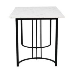 Btm Kitchen Dining Table 140X80Cm With Metal Frame Marble Look Adjustable Feet In White Or Black - thumbnail 9