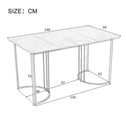 Btm Kitchen Dining Table 140X80Cm With Metal Frame Marble Look Adjustable Feet In White Or Black - thumbnail 6