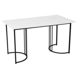 Btm Kitchen Dining Table 140X80Cm With Metal Frame Marble Look Adjustable Feet In White Or Black - thumbnail 7