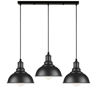 3 Light Black Industrial Pendant Light Hanging Ceiling Fixture For Kitchen, Dining Room, Or Loft - image 1