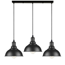 3 Light Black Industrial Pendant Light Hanging Ceiling Fixture For Kitchen, Dining Room, Or Loft