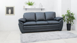 UK Leisure World Black Three Faux Leather Seater Sofa Suites Settee 3 Seater Armchair Faux Leather - thumbnail 4