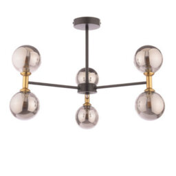 Pagazzi Lighting Pagazzi Loxley 6 Light Black & Gold Semi Flush Ceiling Light - thumbnail 4