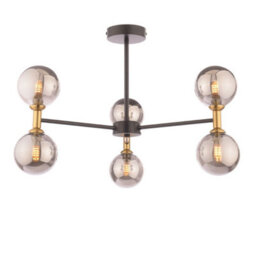 Pagazzi Lighting Pagazzi Loxley 6 Light Black & Gold Semi Flush Ceiling Light - thumbnail 3