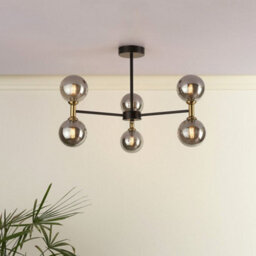 Pagazzi Lighting Pagazzi Loxley 6 Light Black & Gold Semi Flush Ceiling Light - thumbnail 1